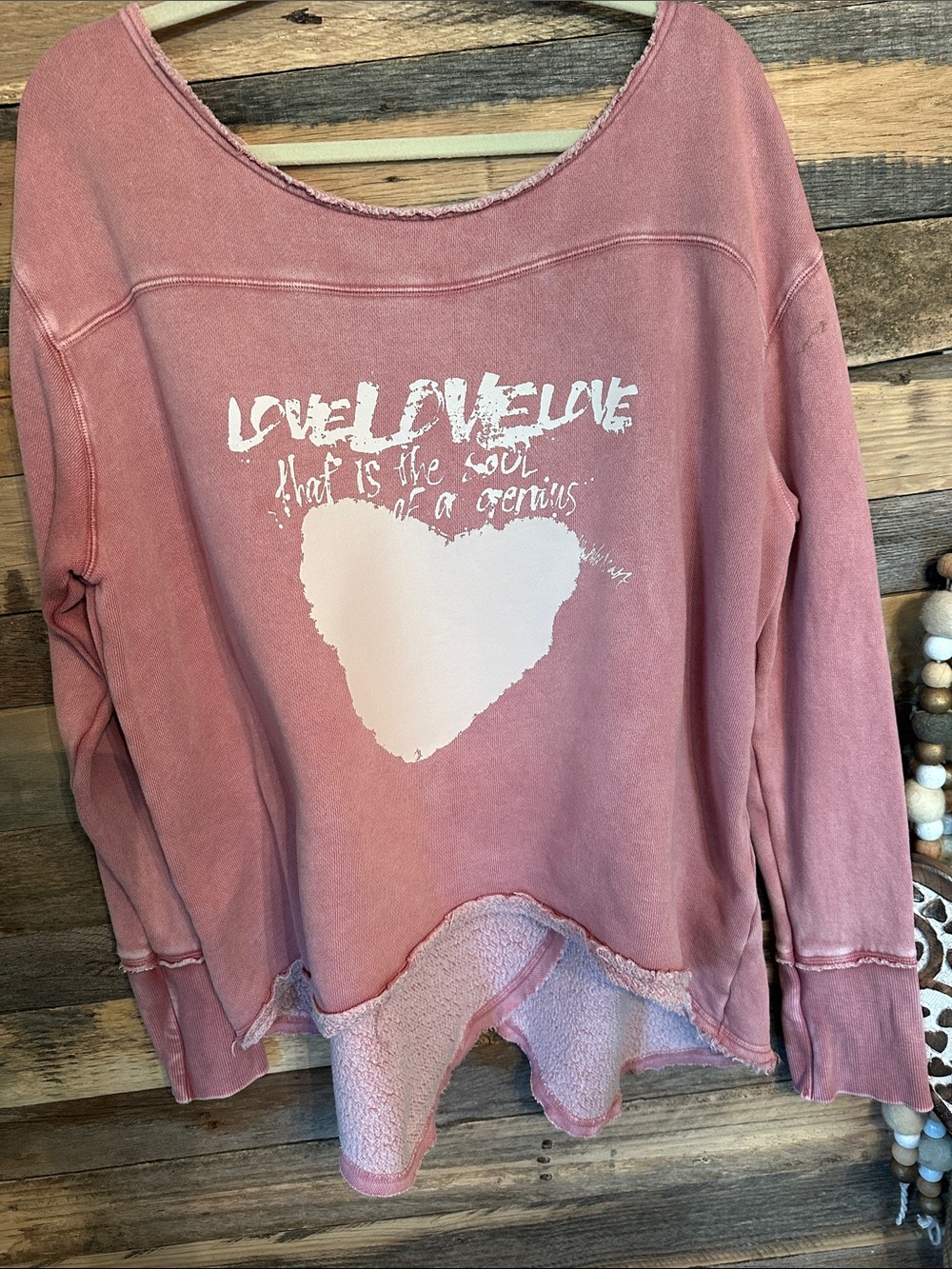 Free people Pink Heart Graphic sweatshirt we the free Camden custom